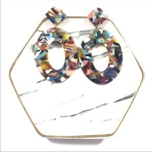 Rainbow Tortoise Shell Acrylic Oval Earring